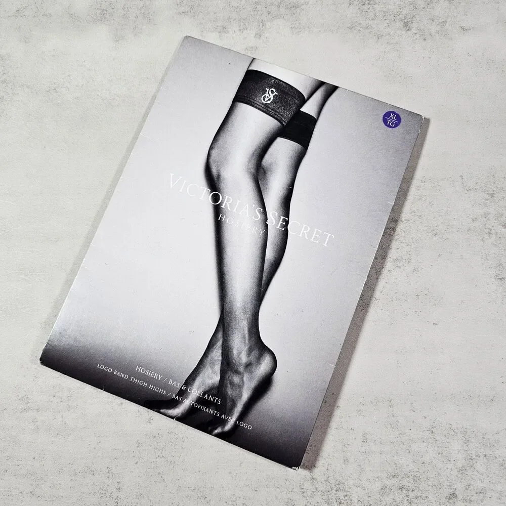Victoria’s Secret VS Purple Sheer Thigh High Stockings Logo Hold Ups Size XL